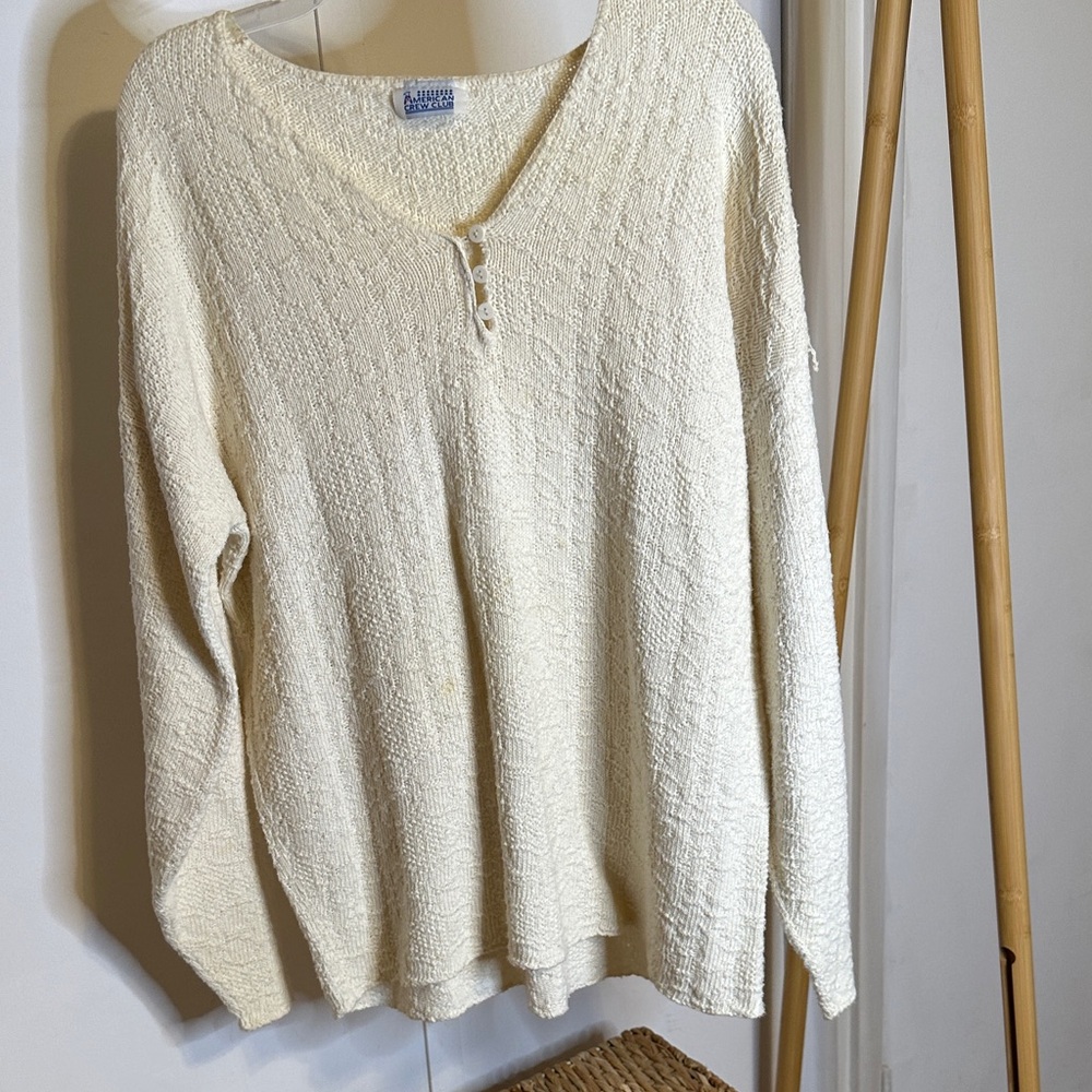 American Crew Club Cream Knit Sweater vintage‎